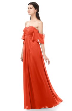 ColsBM Arden Persimmon Bridesmaid Dresses Ruching Floor Length A-line Off The Shoulder Backless Cute