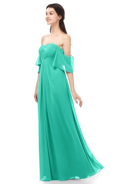 ColsBM Arden Viridian Green Bridesmaid Dresses Ruching Floor Length A-line Off The Shoulder Backless Cute