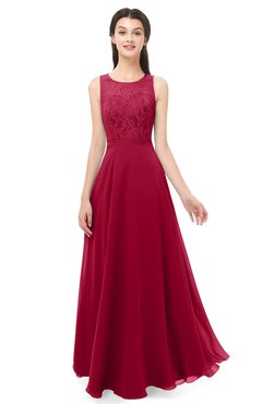 ColsBM Indigo Dark Red Bridesmaid Dresses Sleeveless Bateau Lace Simple Floor Length Half Backless