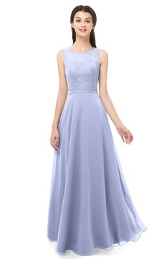 ColsBM Indigo Lavender Bridesmaid Dresses Sleeveless Bateau Lace Simple Floor Length Half Backless