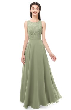 ColsBM Indigo Moss Green Bridesmaid Dresses Sleeveless Bateau Lace Simple Floor Length Half Backless
