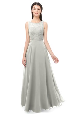 ColsBM Indigo Platinum Bridesmaid Dresses Sleeveless Bateau Lace Simple Floor Length Half Backless