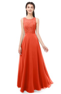 ColsBM Indigo Tangerine Tango Bridesmaid Dresses Sleeveless Bateau Lace Simple Floor Length Half Backless