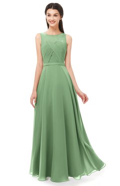 ColsBM Emery Fair Green Bridesmaid Dresses Bateau A-line Floor Length Simple Zip up Sash