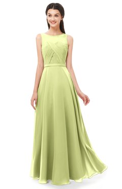 ColsBM Emery Lime Green Bridesmaid Dresses Bateau A-line Floor Length Simple Zip up Sash