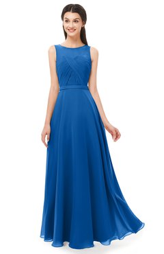 ColsBM Emery Royal Blue Bridesmaid Dresses Bateau A-line Floor Length Simple Zip up Sash