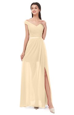 ColsBM Ariel Apricot Gelato Bridesmaid Dresses A-line Short Sleeve Off The Shoulder Sash Sexy Floor Length