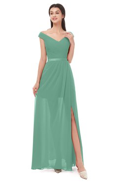 ColsBM Ariel Beryl Green Bridesmaid Dresses A-line Short Sleeve Off The Shoulder Sash Sexy Floor Length