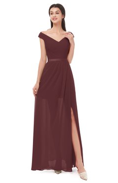 ColsBM Ariel Burgundy Bridesmaid Dresses A-line Short Sleeve Off The Shoulder Sash Sexy Floor Length