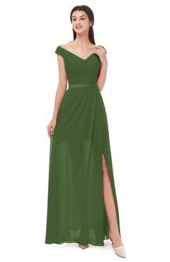 ColsBM Ariel Garden Green Bridesmaid Dresses A-line Short Sleeve Off The Shoulder Sash Sexy Floor Length