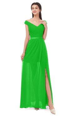 ColsBM Ariel Jasmine Green Bridesmaid Dresses A-line Short Sleeve Off The Shoulder Sash Sexy Floor Length