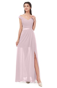 ColsBM Ariel Pale Lilac Bridesmaid Dresses A-line Short Sleeve Off The Shoulder Sash Sexy Floor Length
