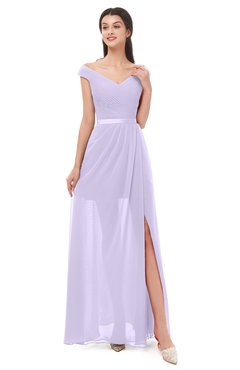 ColsBM Ariel Pastel Lilac Bridesmaid Dresses A-line Short Sleeve Off The Shoulder Sash Sexy Floor Length