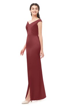 ColsBM Maryam Aurora Red Bridesmaid Dresses Mature Sheath Off The Shoulder Floor Length Half Backless Split-Front