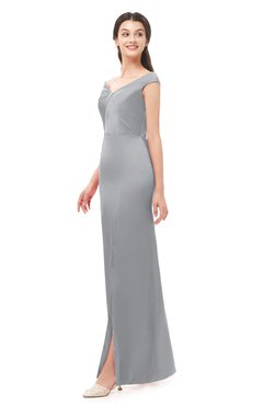 ColsBM Maryam Cloud Gray Bridesmaid Dresses Mature Sheath Off The Shoulder Floor Length Half Backless Split-Front