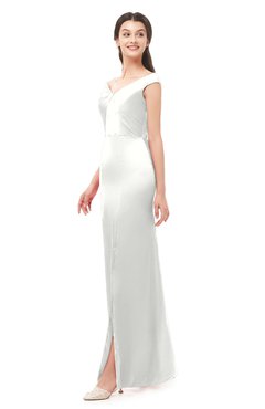 ColsBM Maryam Cloud White Bridesmaid Dresses Mature Sheath Off The Shoulder Floor Length Half Backless Split-Front