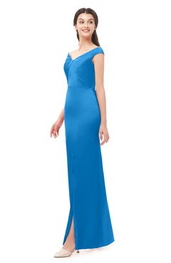 ColsBM Maryam French Blue Bridesmaid Dresses Mature Sheath Off The Shoulder Floor Length Half Backless Split-Front