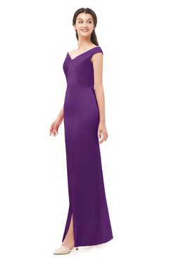 ColsBM Maryam Magic Purple Bridesmaid Dresses Mature Sheath Off The Shoulder Floor Length Half Backless Split-Front