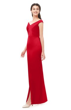 ColsBM Maryam Red Bridesmaid Dresses Mature Sheath Off The Shoulder Floor Length Half Backless Split-Front