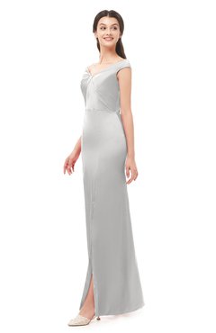 ColsBM Maryam Silver Gray Bridesmaid Dresses Mature Sheath Off The Shoulder Floor Length Half Backless Split-Front