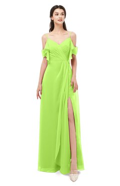 ColsBM Blair Bright Green Bridesmaid Dresses Spaghetti Zipper Simple A-line Ruching Short Sleeve