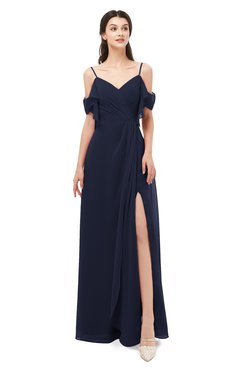 ColsBM Blair Dark Sapphire Bridesmaid Dresses Spaghetti Zipper Simple A-line Ruching Short Sleeve