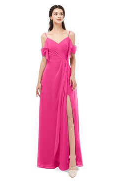 ColsBM Blair Fandango Pink Bridesmaid Dresses Spaghetti Zipper Simple A-line Ruching Short Sleeve
