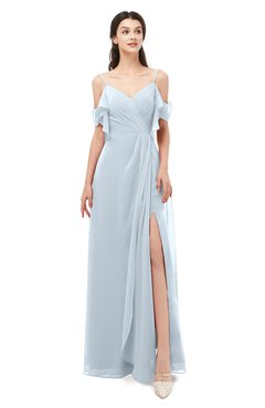 ColsBM Blair Illusion Blue Bridesmaid Dresses Spaghetti Zipper Simple A-line Ruching Short Sleeve