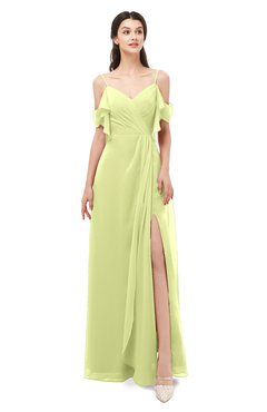 ColsBM Blair Lime Green Bridesmaid Dresses Spaghetti Zipper Simple A-line Ruching Short Sleeve