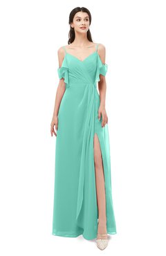 ColsBM Blair Mint Green Bridesmaid Dresses Spaghetti Zipper Simple A-line Ruching Short Sleeve