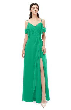 ColsBM Blair Pepper Green Bridesmaid Dresses Spaghetti Zipper Simple A-line Ruching Short Sleeve
