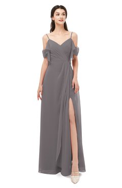ColsBM Blair Ridge Grey Bridesmaid Dresses Spaghetti Zipper Simple A-line Ruching Short Sleeve