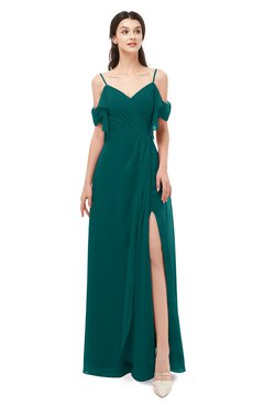 ColsBM Blair Shaded Spruce Bridesmaid Dresses Spaghetti Zipper Simple A-line Ruching Short Sleeve