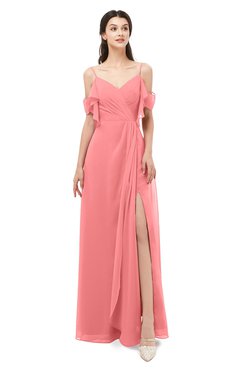 ColsBM Blair Shell Pink Bridesmaid Dresses Spaghetti Zipper Simple A-line Ruching Short Sleeve