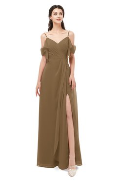 ColsBM Blair Truffle Bridesmaid Dresses Spaghetti Zipper Simple A-line Ruching Short Sleeve