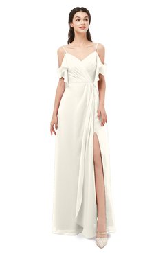 ColsBM Blair Whisper White Bridesmaid Dresses Spaghetti Zipper Simple A-line Ruching Short Sleeve