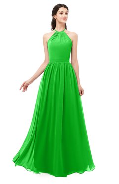 ColsBM Irene Classic Green Bridesmaid Dresses Sleeveless Halter Criss-cross Straps Sexy A-line Sash