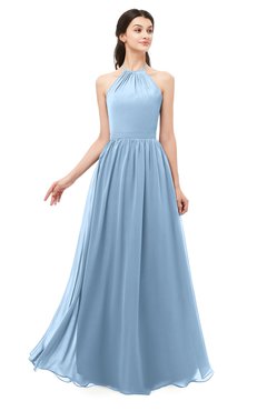 ColsBM Irene Dusty Blue Bridesmaid Dresses Sleeveless Halter Criss-cross Straps Sexy A-line Sash