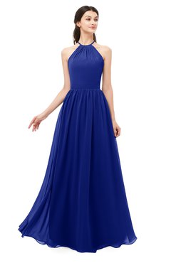 ColsBM Irene Electric Blue Bridesmaid Dresses Sleeveless Halter Criss-cross Straps Sexy A-line Sash