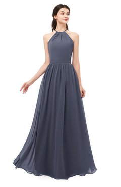 ColsBM Irene Nightshadow Blue Bridesmaid Dresses Sleeveless Halter Criss-cross Straps Sexy A-line Sash