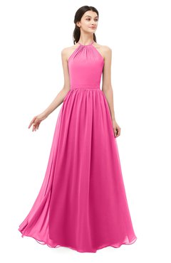 ColsBM Irene Rose Pink Bridesmaid Dresses Sleeveless Halter Criss-cross Straps Sexy A-line Sash