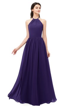 ColsBM Irene Royal Purple Bridesmaid Dresses Sleeveless Halter Criss-cross Straps Sexy A-line Sash
