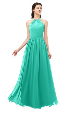 ColsBM Irene Viridian Green Bridesmaid Dresses Sleeveless Halter Criss-cross Straps Sexy A-line Sash