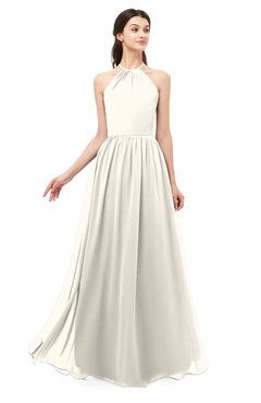 ColsBM Irene Whisper White Bridesmaid Dresses Sleeveless Halter Criss-cross Straps Sexy A-line Sash