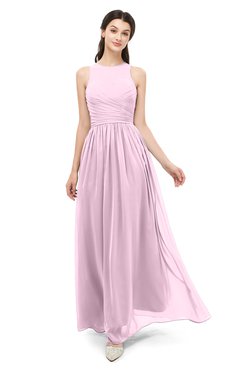 ColsBM Astrid Baby Pink Bridesmaid Dresses A-line Ruching Sheer Floor Length Zipper Mature