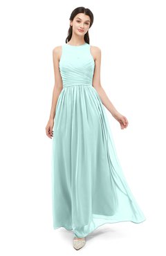 ColsBM Astrid Blue Glass Bridesmaid Dresses A-line Ruching Sheer Floor Length Zipper Mature