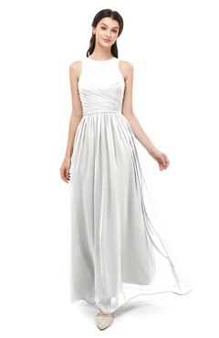 ColsBM Astrid Cloud White Bridesmaid Dresses A-line Ruching Sheer Floor Length Zipper Mature