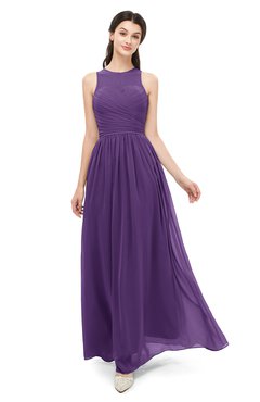 ColsBM Astrid Dark Purple Bridesmaid Dresses A-line Ruching Sheer Floor Length Zipper Mature