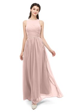 ColsBM Astrid Dusty Rose Bridesmaid Dresses A-line Ruching Sheer Floor Length Zipper Mature