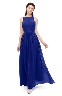 ColsBM Astrid Electric Blue Bridesmaid Dresses A-line Ruching Sheer Floor Length Zipper Mature